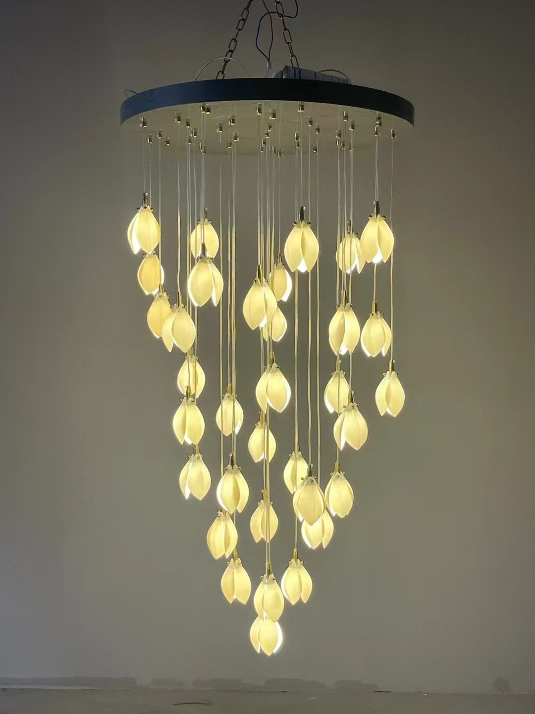 Modern chandelier with hanging flower petals