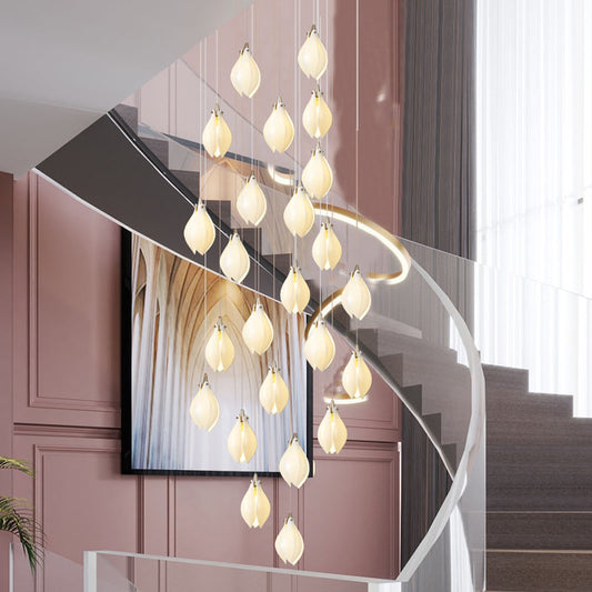 Modern chandelier with hanging flower petals