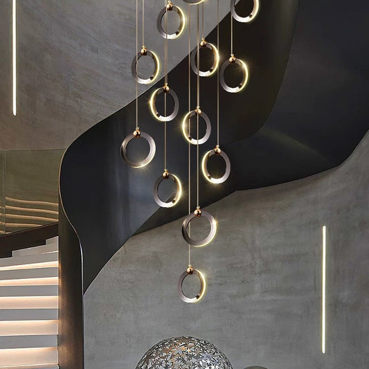 Modern chandelier with hanging rings