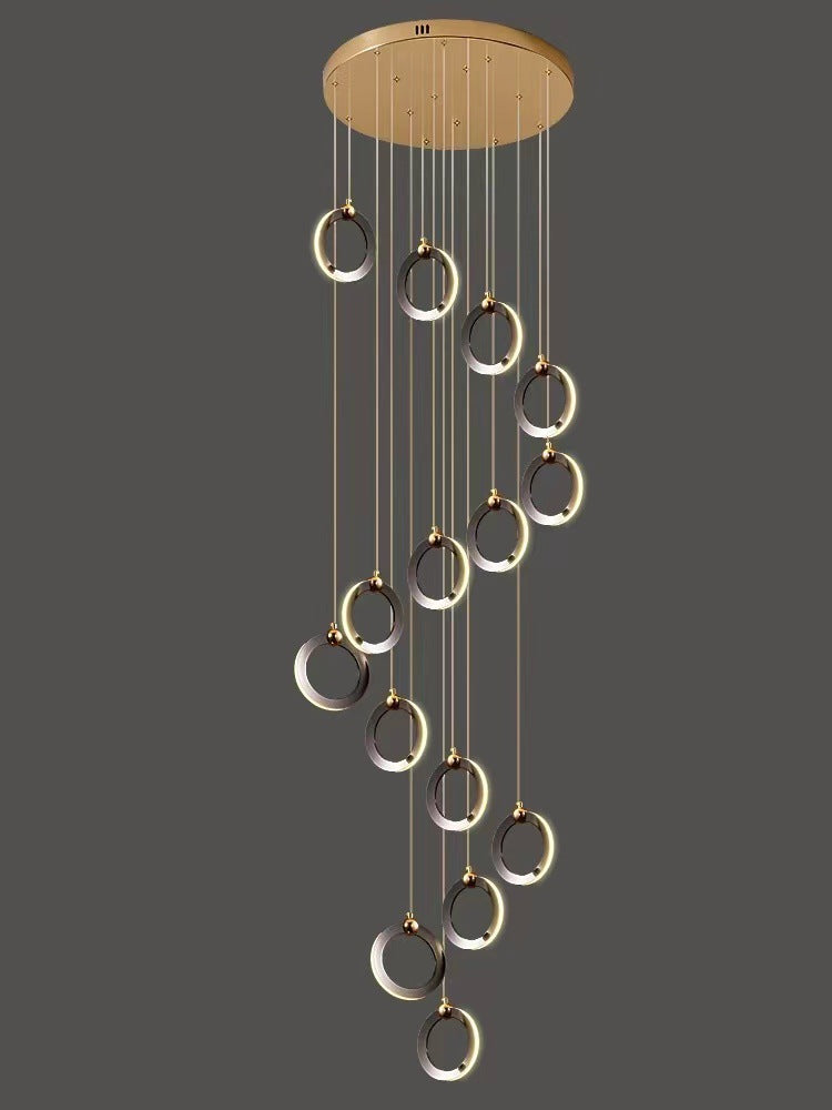 Modern chandelier with hanging rings